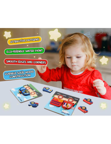 Rompecabezas de Madera LOOIKOOS 6 Piezas Montessori 1-3 Años