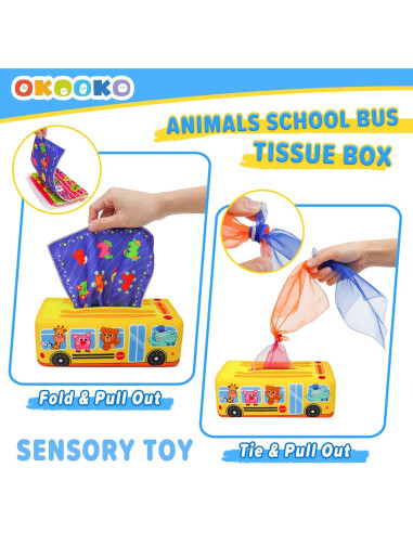 Caja de Tejidos OKOOKO Juguete Sensorial para Bebés 0+ Meses