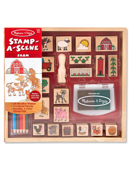 Set de Sellos de Granja Melissa & Doug - 20 Piezas con Lápices Set de Sellos de Granja Melissa & Doug - 20 Piezas con Lápices