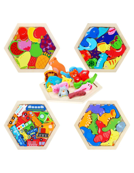 Paquete de 5 rompecabezas de madera Jerify para niños Paquete de 5 rompecabezas de madera Jerify para niños