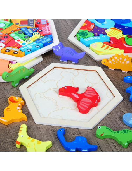 Paquete de 5 rompecabezas de madera Jerify para niños Paquete de 5 rompecabezas de madera Jerify para niños