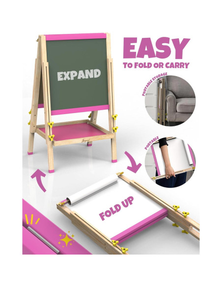 Caballete de Arte JOYOOSS para Niños Ajustable Rosa 3 en 1 Caballete de Arte JOYOOSS para Niños Ajustable Rosa 3 en 1