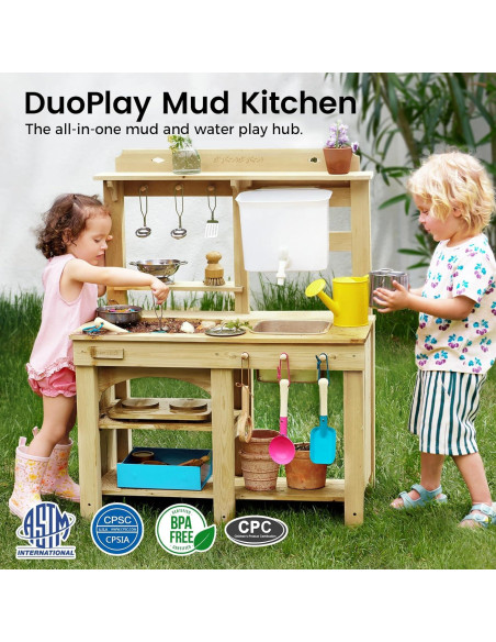 Cocina de barro al aire libre Tiny Land para niños con agua Cocina de barro al aire libre Tiny Land para niños con agua