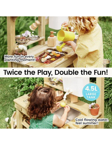 Cocina de barro al aire libre Tiny Land para niños con agua Cocina de barro al aire libre Tiny Land para niños con agua