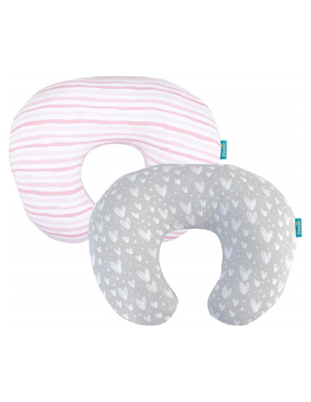 Funda de Almohada de Lactancia Biloban 2 Unidades Algodón Jersey Rosa y Gris Funda de Almohada de Lactancia Biloban 2 Unidades Algodón Jersey Rosa y Gris
