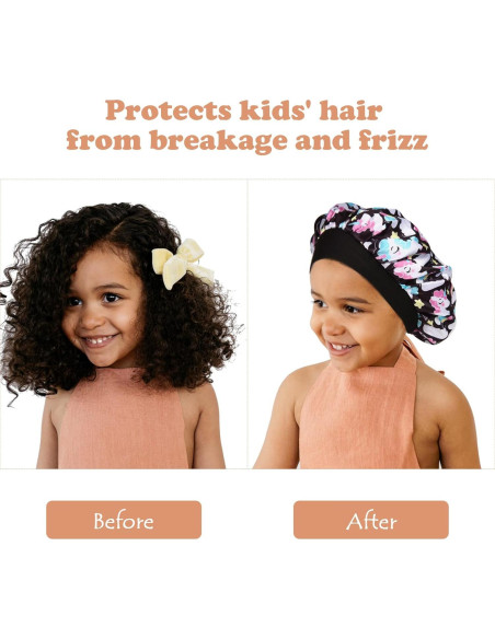 4 Bonetes de Seda para Niñas Selalu - Gorro de Dormir Ajustable 4 Bonetes de Seda para Niñas Selalu - Gorro de Dormir Ajustable