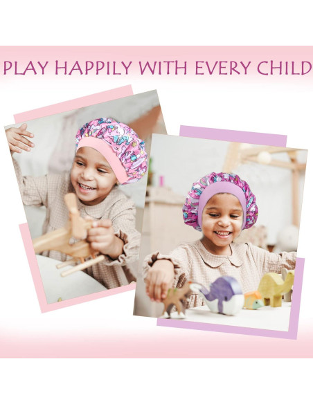 4 Bonetes de Seda para Niñas Selalu - Gorro de Dormir Ajustable 4 Bonetes de Seda para Niñas Selalu - Gorro de Dormir Ajustable