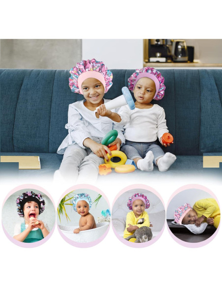 4 Bonetes de Seda para Niñas Selalu - Gorro de Dormir Ajustable 4 Bonetes de Seda para Niñas Selalu - Gorro de Dormir Ajustable