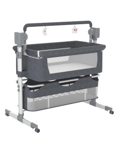 Cuna Lateral Convertible Suttonbebe Gris con Bluetooth y Control Remoto