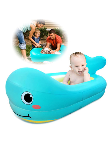 Bañera Inflable para Bebés Ballena Portátil 82.8x50cm