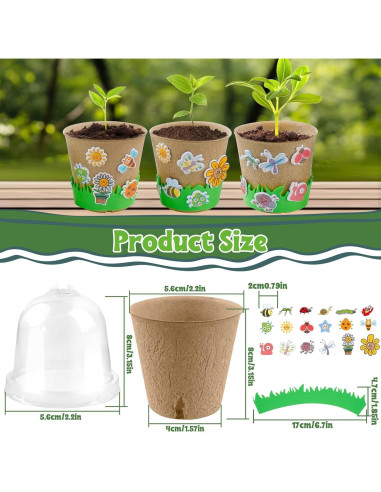 Kit de Manualidades JYNTERPLAY 36 Macetas de Papel Primavera