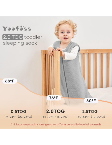 Saco de Sueño para Bebés Yoofoss 0-6 Meses 2.0 TOG Gris Saco de Sueño para Bebés Yoofoss 0-6 Meses 2.0 TOG Gris