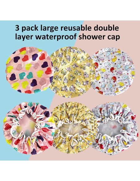 Gorro de Ducha Reutilizable para Niños JZPAMJ - 3 Piezas Gorro de Ducha Reutilizable para Niños JZPAMJ - 3 Piezas