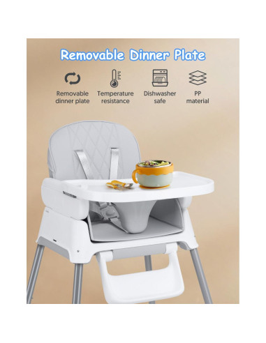 Silla Alta 3 en 1 Bellababy Ajustable para Bebés y Niños