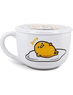 Taza de sopa cerámica Silver Buffalo Gudetama 710 ml con tapa 2