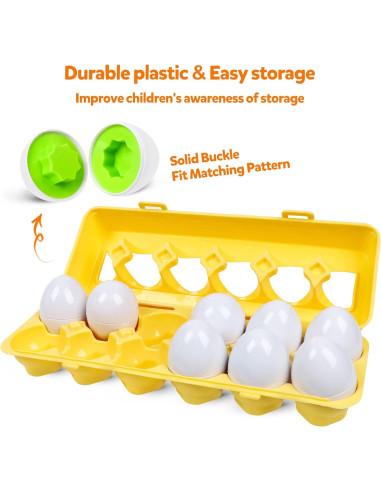 Set de 12 Huevos Geométricos Montessori NAODONGLI 29.5x9.7 cm
