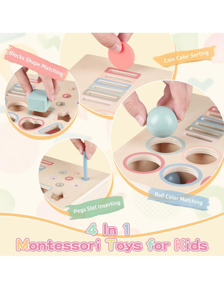 Juguetes Montessori Pajojoqa 4 en 1 - Clasificación de Colores y Formas Juguetes Montessori Pajojoqa 4 en 1 - Clasificación de Colores y Formas