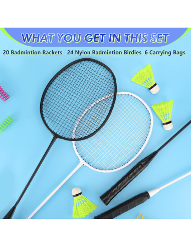 Set de Bádminton Chitidr 20 Raquetas 24 Volantes y 6 Bolsas