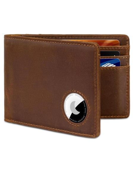 Billetera Bifold de Cuero con Soporte para AirTag - BROSHOPP Billetera Bifold de Cuero con Soporte para AirTag - BROSHOPP
