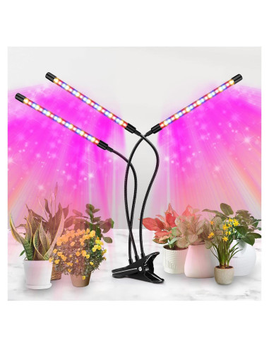 Luz de Cultivo LED Zyzykeji 3 Cabezas Espectro Completo 40cm