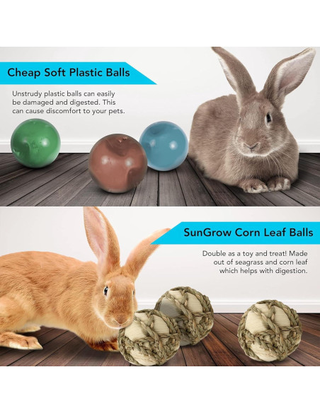 Bola de Hoja de Maíz SunGrow para Conejos y Mascotas - 6 Paquete Bola de Hoja de Maíz SunGrow para Conejos y Mascotas - 6 Paquete