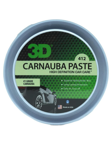 Cera en Pasta 3D Carnauba 311g - Brillo Profundo y Hidrofóbico
