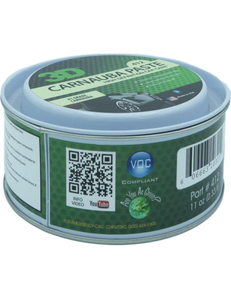 Cera en Pasta 3D Carnauba 311g - Brillo Profundo y Hidrofóbico Cera en Pasta 3D Carnauba 311g - Brillo Profundo y Hidrofóbico