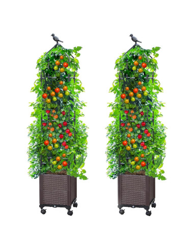 Caja de Jardín Elevada Sunnyglade con Enrejado 160 cm 2 Pcs
