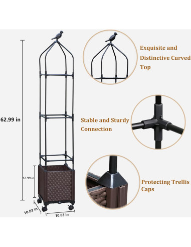 Caja de Jardín Elevada Sunnyglade con Enrejado 160 cm 2 Pcs