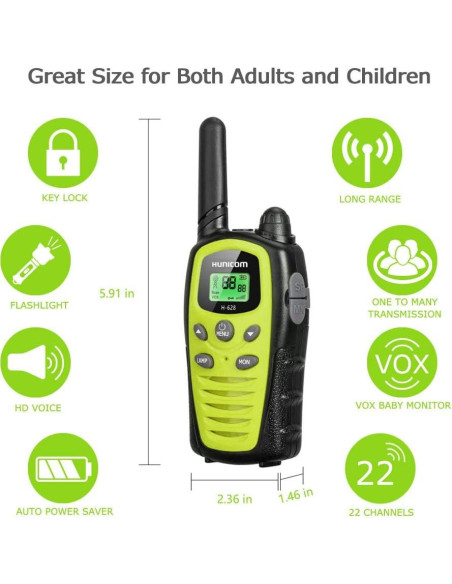 Walkie Talkies HUNICOM Radio Bidireccional 8.05 km Sonido Claro Walkie Talkies HUNICOM Radio Bidireccional 8.05 km Sonido Claro