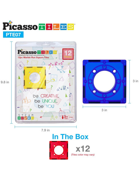 PicassoTiles Azulejos Magnéticos 12 Piezas Juguete Educativo 3+ PicassoTiles Azulejos Magnéticos 12 Piezas Juguete Educativo 3+