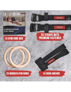 Anillos de Gimnasia POLE9 G1 de Madera para Entrenamiento 2