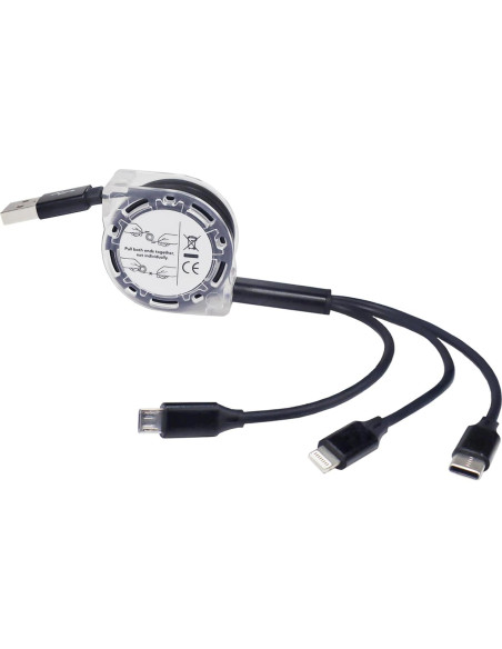 Cable Retráctil BoxWave AllCharge miniSync USB - Negro Cable Retráctil BoxWave AllCharge miniSync USB - Negro