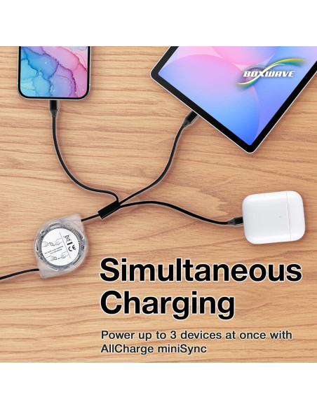 Cable Retráctil BoxWave AllCharge miniSync USB - Negro Cable Retráctil BoxWave AllCharge miniSync USB - Negro