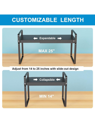 Organizador de Estante Expandible GZQIUYI 35-63 cm Negro 2 Niveles