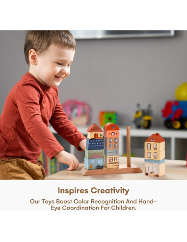 Set de Bloques de Madera Montessori 15 Piezas para Niños