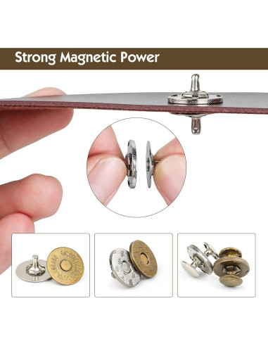 Kit 20 Botones Magnéticos Sopnom 18mm Redondos Plateados y Bronce