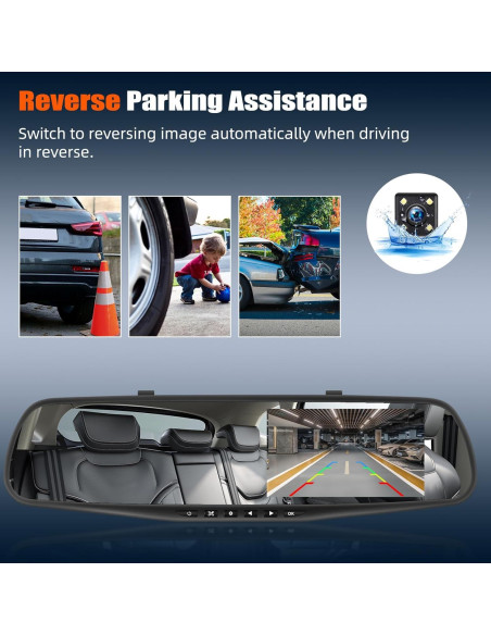 Cámara de Espejo Retrovisor AMprime 4.5" 1080P Doble Cámara Cámara de Espejo Retrovisor AMprime 4.5" 1080P Doble Cámara