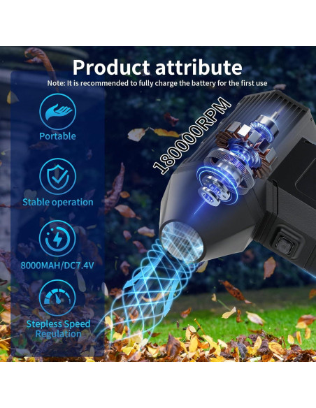 Soplador de Aire Eléctrico ZGWATO ZGW-713A 180000 RPM Recargable Soplador de Aire Eléctrico ZGWATO ZGW-713A 180000 RPM Recargable