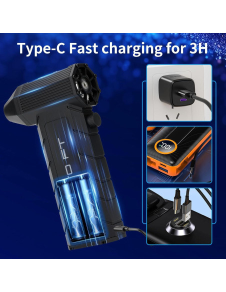 Soplador de Aire Eléctrico ZGWATO ZGW-713A 180000 RPM Recargable Soplador de Aire Eléctrico ZGWATO ZGW-713A 180000 RPM Recargable
