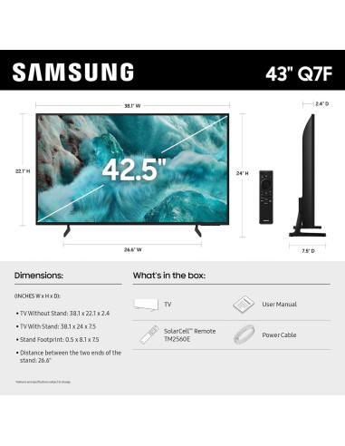 Samsung Televisor Inteligente QLED 43" Q7F 4K HDR, Sonido 3D