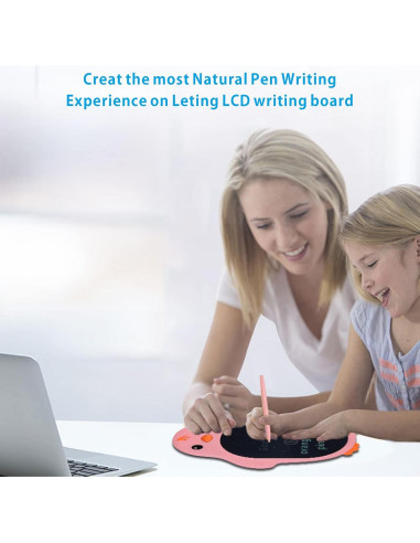Tablero de Escritura LCD LETING Rosa 27x19cm con Plantillas