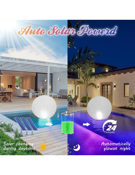 Luz Solar Flotante para Piscina Jsions 40 cm LED IP68 2PCS Luz Solar Flotante para Piscina Jsions 40 cm LED IP68 2PCS