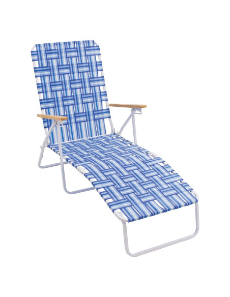 Silla de Jardín Plegable CAMP&GO Lounger 4 Posiciones Azul/Blanco Silla de Jardín Plegable CAMP&GO Lounger 4 Posiciones Azul/Blanco
