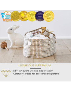 Organizador de Pañales Premium BEBE BASK - Hecho a Mano - Natural 2