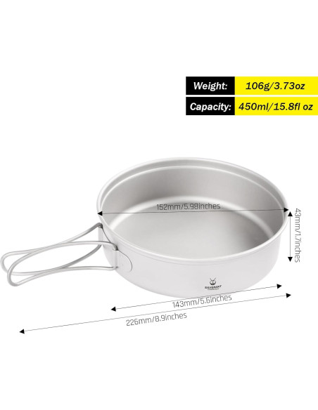 Plato de Titanio SilverAnt 450ml Reutilizable para Camping Plato de Titanio SilverAnt 450ml Reutilizable para Camping