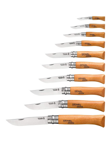Estuche de Madera Opinel con 10 Cuchillos de Acero al Carbono