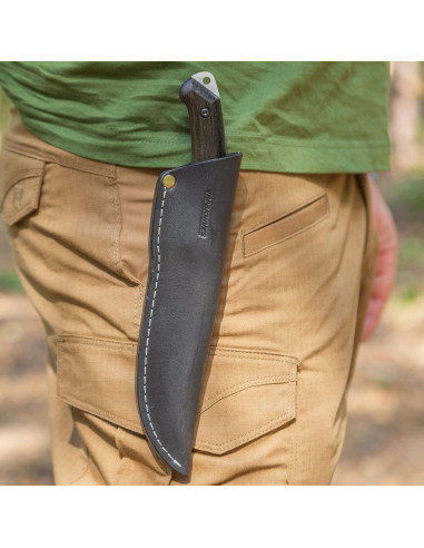 Cuchillo de Bushcraft BPSKNIVES Savage CSH con Funda de Cuero