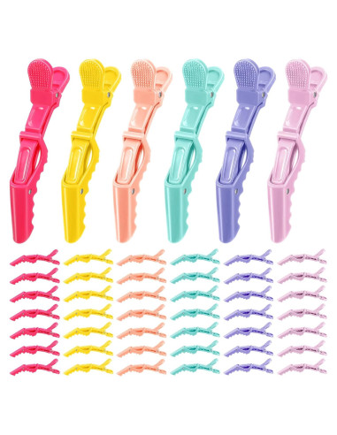Jexine 50 Clips de Pelo Cocodrilo Doble Bisagra Multicolor