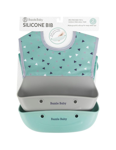 Baberos de Silicona Bazzle Baby con Recogedor - 2 Piezas